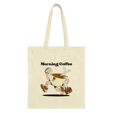 Morning Coffee Tote Bag, Funny Coffee Cup Design, Cute Coffee Lover Bag, Unique Coffee Gift, Coffee Beans, Coffee Time, Tote Bag - Tawshia